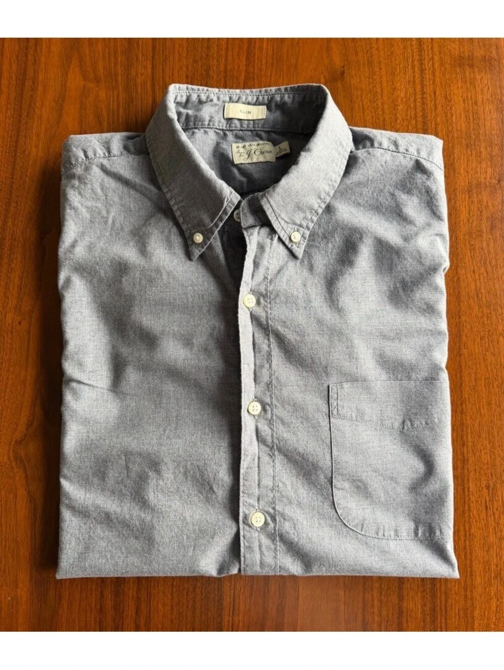 J.Crew Slim Fit Button-Down Oxford Shirt in Heathered Light Gray - Size L